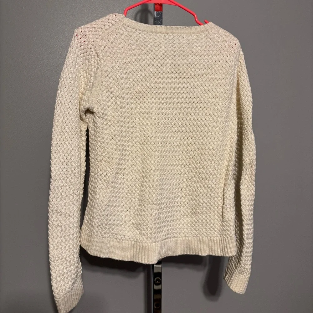 Banana Republic Women's Knit Sweater Ivory Long Sleeve Cotton Blend, Size  Large - Picture 5 of 7